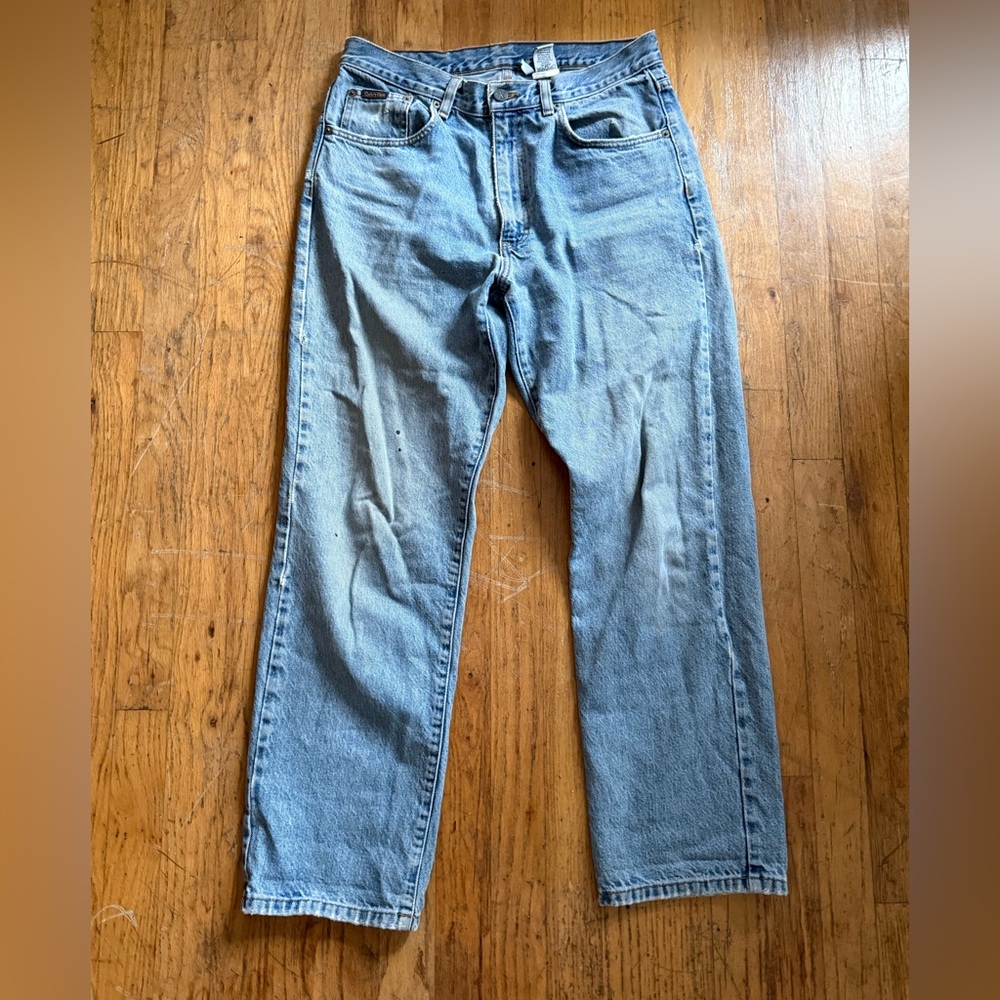 Calvin Klein Jeans light wash denim Sz 32 inseam 30 original double stone wash
